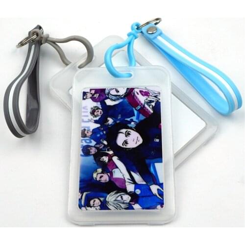 Anime Katsuki Yuri on Ice Card Cover with Key Chain Card Bag Bank Credit Card Holder Plastic Student ID Bus Card Sleeve Protect