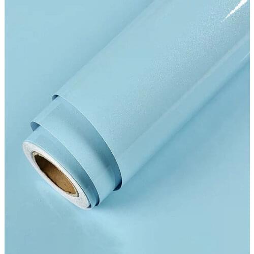 Sky Blue Decorable Film PVC Waterproof Self-Adhesive Wallpaper for Kitchen Cabinets Home Decals Wall Stikers Room Decoration