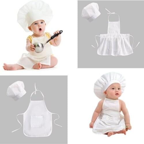 Baby Chef Costume Photography Props New Childrens Chef Apron Hat Baby Photography Photo Chef Hat Suit Clothes