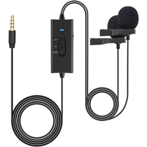 KATTO CD2 Dual Lavalier Lapel Microphone Clip-On Interview Mic For Iphone Android Smartphone For Sony Canon Nikon Cameras