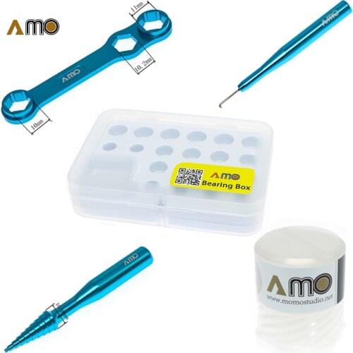 AMO DIY Fishing Reel Maintenance Tools, Spool Storage Box , Bearing Boxes,Wrench, Aluminum Alloy Bearing Removal Puller