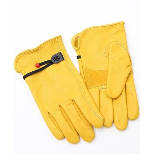 Outdoor BBQ Picnic Heat Insulation Leather Gloves Anti-scalding Flame Retardant Gloves Camping Gloves Wearable for Cycling