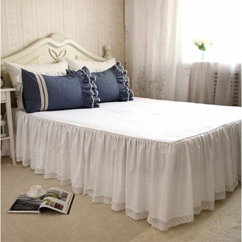 New 100% cotton bed skirt white embroidey lace bedspread bed sheet for wedding bed skirt princess bed cover elegant bedspreads