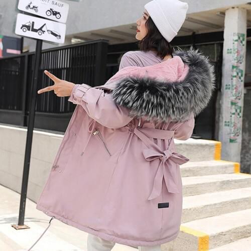 Parkas Mujer 2019 New Arrival Women Winter Jacket Large Fur Collar Hooded Female Jacket Long Coat Cotton Parkas Plus Size P11