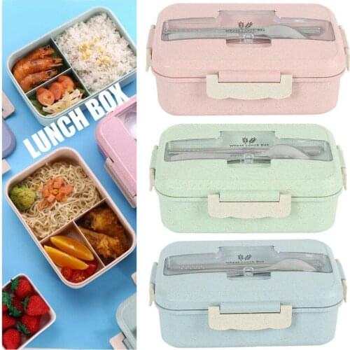 Microwave Lunch Box Lunch Container Wheat Straw Dinnerware Food Storage Container Children Kids School Office Portable Bento Box