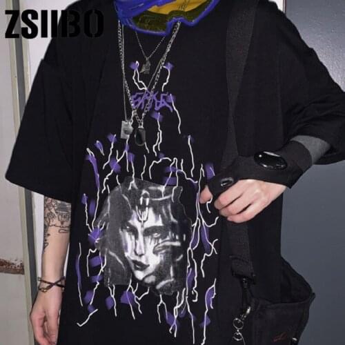 Summer Cool Unisex Short Punk Gothic HipHop Tshirt Harajuku Sleeve T Shirt Letter Print Vintage T-shirt Streetwear Oversize tops