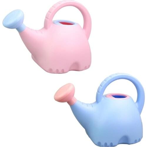 Cute Elephant Watering Can Indoor Outdoor Garden Plants Lightweight Kids Toy 0.4 Gallon with Shower Head Sprinkler Flower Pot