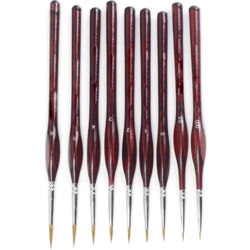 9Pcs Miniature Paint Brush Pen Set Professional Sable Hair Fine Detail Art Nail Model Paint Brush Kit art supplies for painting