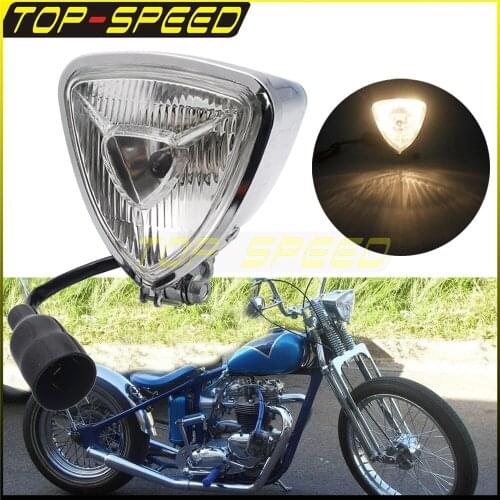 Motorcycle H4 12V Triangle Retro Headlight Amber Lens Front Triangle Yellow Lamp For Honda BMW Cafe Rracer CB R80 R100 R65 CL