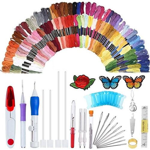 DIY Magic Embroidery Stitching Punch Needle Tool Stitching Punch Pen Sets DIY Craft Sewing Tool for Sewing Knitting Embroidery