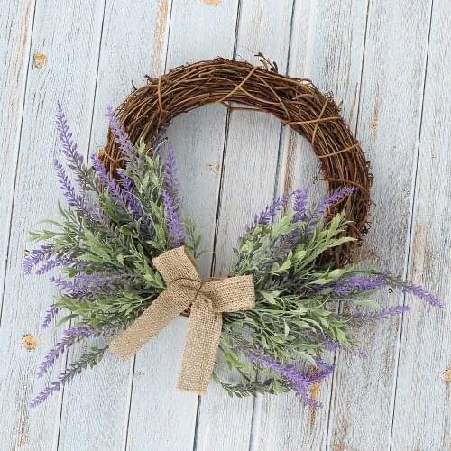 Artificial Flower Wreath Door Hanging Fake Lavender Wreath Wall Hanging Garland or Front Door Party Wedding Christmas Decoration
