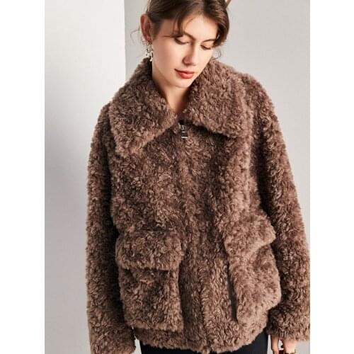 Obrix Cute Female Winter Autumn Soft Wool Coat New Casual Style Warm Solid Color Turn Down Collar Jacket For Women