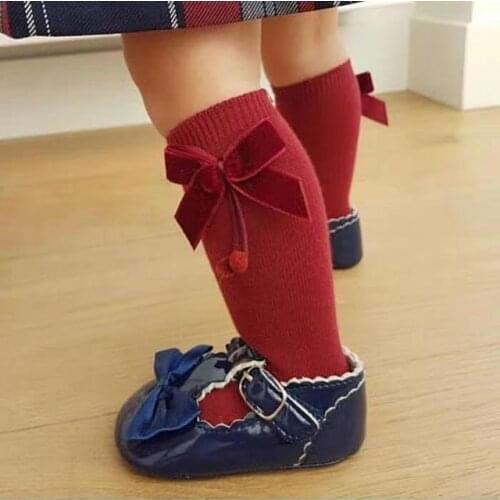 Autumn winter new baby girl socks Newborn baby girls clothes socks cute bow cotton knee high warmer cotton socks
