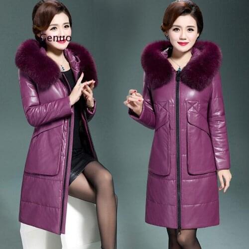 Winter/autumn Womens Coats High Imitation Fur Leather Mid-Aged Womens Jacket Mothers Parkas Womens Down Jacket Parkas