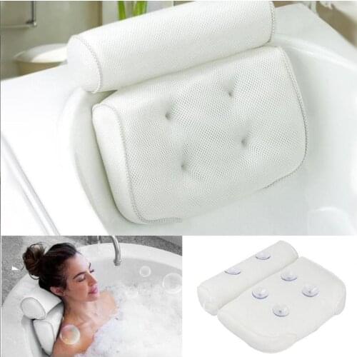 Bath pillows 4D Air Mesh Spa Pillow for Neck and Back Support 6 Non Slip Suction Cups Fits All Bathtub Hot Tub and Home Spa