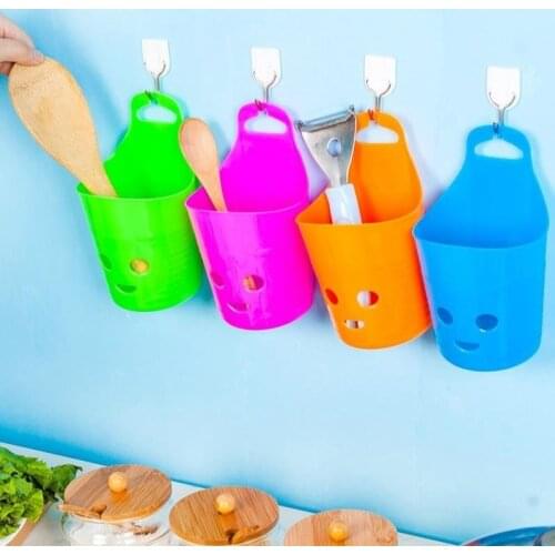 5pcs/lot Hanging Basket Storage Basket Kitchen Storage Basket Bathroom Toilet Plastic Desktop Wall Wall Hanging Basket E11246