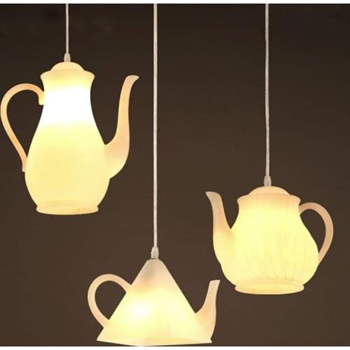 Modern Resin Teapot Pendant Lights Tea cup Pendant Lamp Kitchen Coffee Hanging Lamp For Dining Room Decor Lighting Fixtures