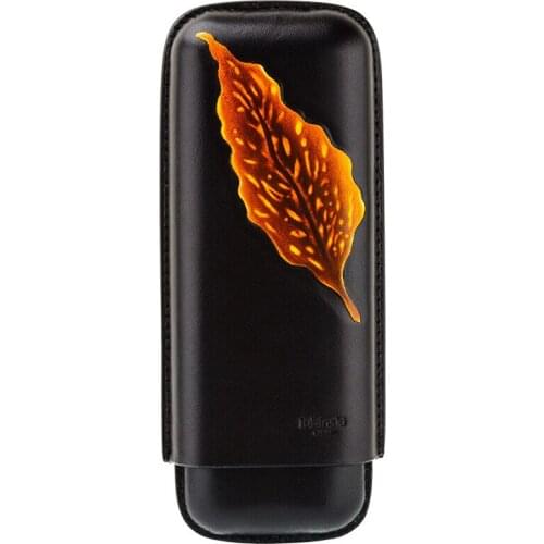 Portable 2 Cigar Travel Carrying Case Cow Leather Cigar Accessories Humidor Box Bag Fit for COHIBA Cigars