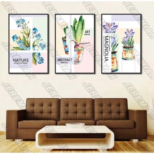 Orchid Purple Flower Plant Potted Poster Nordic Style Wall Art Canvas Print Painting Modern Living Room Decoration