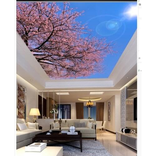 Ceiling wallpaper Flower blue sky sun roof Ceiling fresco 3d ceiling murals wallpaper Home Decoration