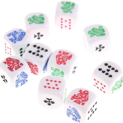 10 Pieces 12mm Six Sided Poker Dice for Casino Poker Card Game Favours