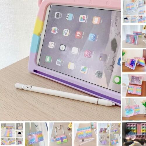 Silicon Case For iPad 6th 9.7 2018 Air2 Pro 10.5 11 Mini 1 2 3 4 5 2020 Kids Hand-seld Shockproof Tablet Cover For iPad 8th 10.2