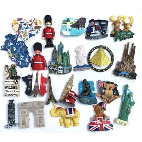 Resin creative with magnetic refrigerator stickers European travel commemorative gift stickers