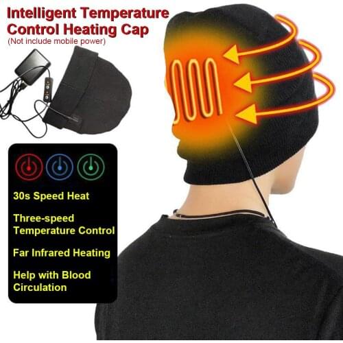 Outdoor Sport Electric Heating Caps Intelligent Heated Warmer Hat Ski Climbing Fishing Winter Knitted Beanie