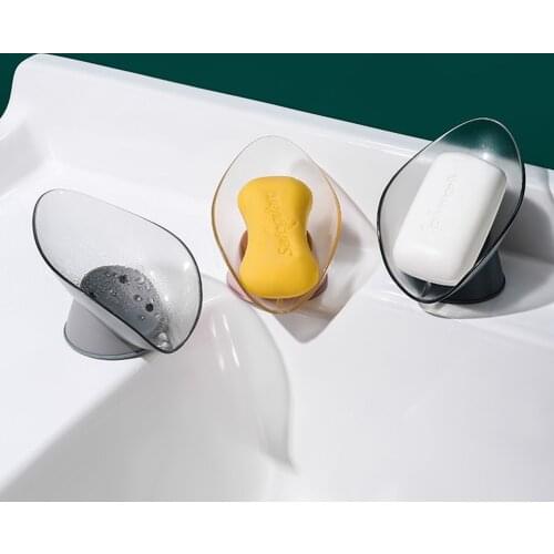 Bathroom Soap Holder Leaf Shape Soap Box Plastic Bathroom Kitchen Dish Storage Drain Soap Storage Case Container