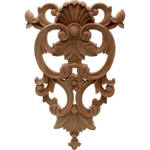 VZLX New Arrival Wood Carved Corner Applique Unpainted Furniture Figurines Wooden Miniature Home Decor Decoration Accessories