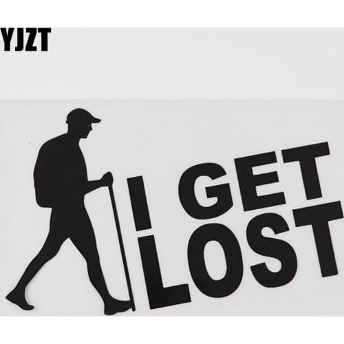 YJZT 16.8CMX10.3CM Hiker Hiking I GET LOST Decal Vinyl Car Sticker Black/Silver 8A-1029