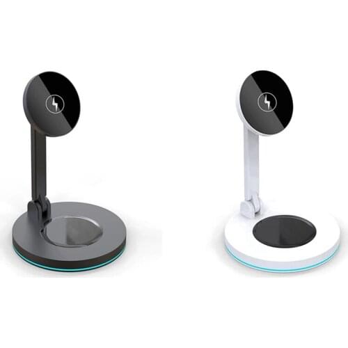 15 W QI Charger Station 2 in 1 for Wireless Fast Charger Stand with LED for iPhone 12 Pro for