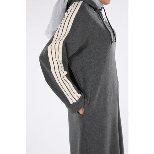 Allday Women Clothing Large Size Hooded Stripe Cardigan Sporty Casual and Stylish Women 'S fashion Made in Turkey