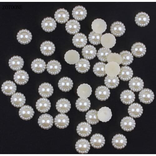 ZOTOONE 50pcs 9-20MM White Flower Rhinestones Crystal Glue on FlatBack Strass Sewing &Fabric Garment Rhinestone Nail Stone E