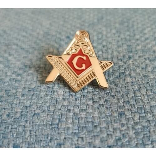 10pcs 1" Brass mason lodge masonic lapel pin square and compass badge