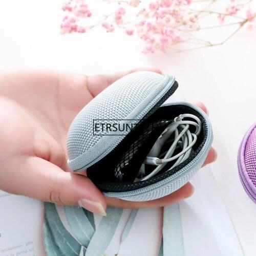 100pcs Portable Case for Headphones Case Mini Zipper Round Storage Hard Bag Headset Box for Storage Case
