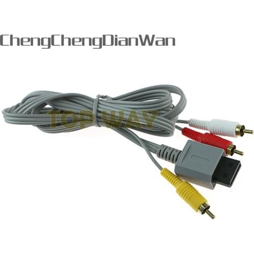 ChengChengDianWan 1.8m 6FT Grey Audio Video AV Composite 3 RCA Gilded Cable Connector Cord For Nintendo Wii Console 20pcs/lot