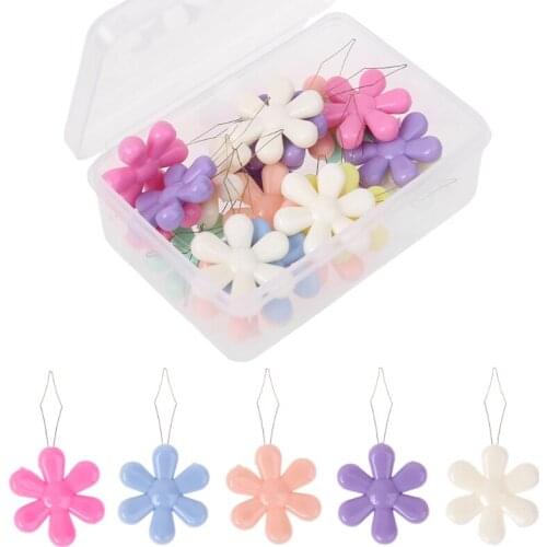 20pcs/box Multicolor Flower Shape Wire Loop Needle Threaders for Cross Stitch Embroidery Sewing Needlework Thread Guide Too
