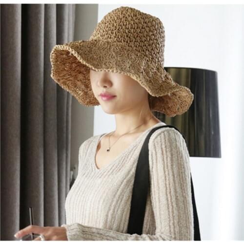 Fashion hot sale summer womens sun-shading hat Foldable anti-uv large brim sun hat beach cap strawhat girls hat aa0094