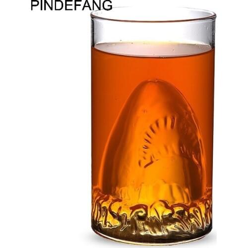 350ml Creative Shark Double wall Beer Glass Cup Heat-resistant Freeze Ice Safe Juice Wine Glass Cup 2017 New Arrival