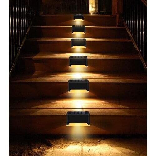 6pcs Landscape Solar LED Staircase Lamp Waterproof Outdoor Light for Garden Fence Railing Pathway Lighting Patio Staircase Bulb