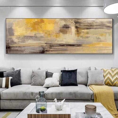 Abstract Golden Yellow Oil Painting on Canvas Posters and Print Modern Scandinavian Wall Art Pictures Living Room Cuadros Decor