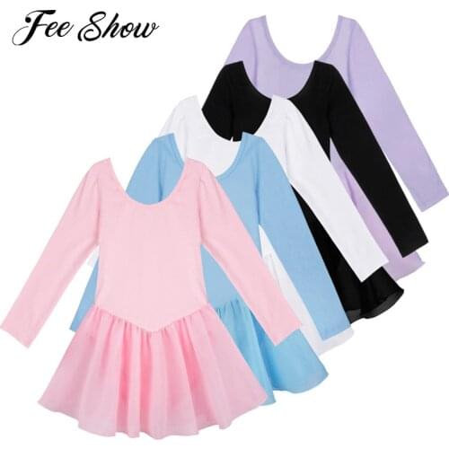 2021 Ballerina Ballet Leotards for Girls Gymnastics Dress Dancewear Long Sleeves Tutu Ballet Dress Kids Ballet Dancing Costumes
