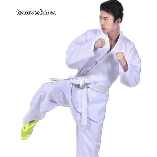 White New Adult karate uniform breathable dobok taekwondo belt karate suit clothes for kids men white uniform free shipping T17