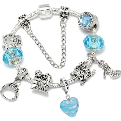 Cartoon Style Charm Bracelets With Princess skirt Beads Friendship Bracelets Fit Original Fine Bracelets As Women Kids Gift