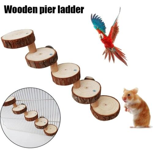 Wooden Stairs Pet Climbing Toys Hamster Toy Parrot Springboard Climbing Ladder Hamster Pier Ladder Pet Toy Bird Standing Stairs