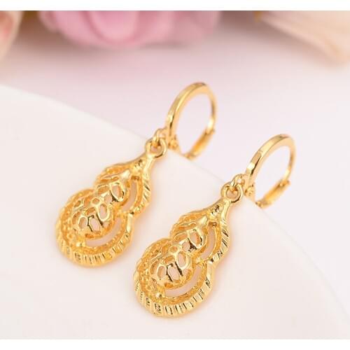 Ethiopian/Nigeria/Kenya /Ghana gourd Drop Earrings for Women/Girl,Gold Color Ethiopian Trendy Earrings Arab Middle Eastern gift