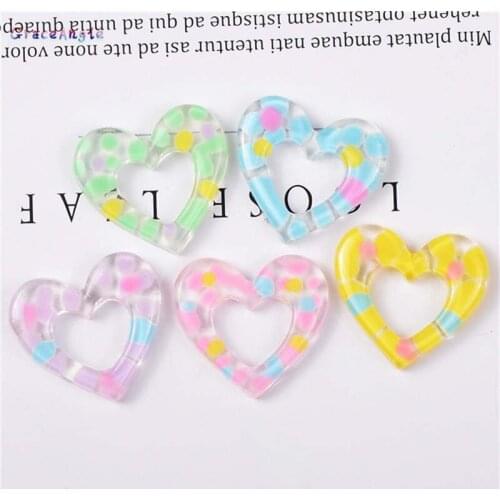 GraceAngie 10pcs Resin Heart Shape Dot Flatback Cabochons for Phone Decor Hair Clip Jewelry Making Scrapbooking DIY Crafts