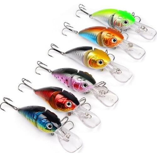 HiUmi 6Pcs 2Sections 6# Black Hook Fishing Lure 14.15g 8.5cm Crank hard artificial baits fishng Tackle