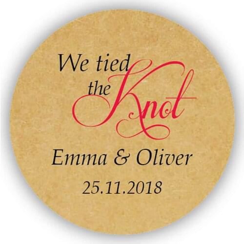 DouxArt 100 Pieces Custom Personalized, Wedding Stickers - We tied the knot, 40mm Colorful Wedding Party Communion Labels P086